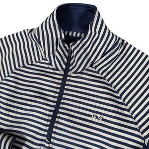 Vineyard‎ Vines Performance Quarter Zip Womens Small Navy White Striped Pullover